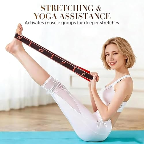 3PCS Fitness Resistance Band for Stretching and Yoga, Number Stretch Resistance Band with Clear Markings, 8-Section Elasti...