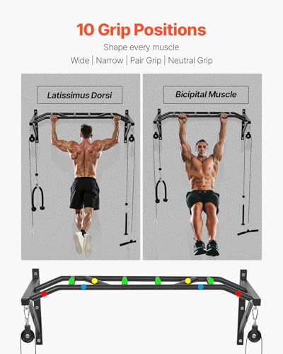 VEVOR Pull Up Bar, Multi-Grip Wall Mounted Pull Ups, 50 in Width Multifunctional Chin Up Training Station, Heavy Duty Stee...