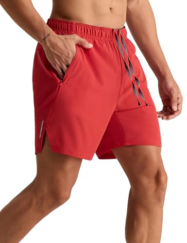 MIER Men's 2 in 1 Running Shorts - 7" Workout Gym Athletic Shorts for Men, Quick Dry Lightweight with Pockets for Training