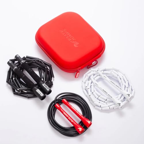 Elite Jumps - Beginner Progression Bundle - 3 Weighted Jump Ropes & Storage Case - Ropes for Beginners, Intermediates, & A...