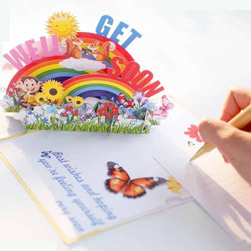 MeeSunnie Colorful Get Well Soon Card, 3D Pop Up Card, Card for Speedy Surgery Recovery, Thinking Of You, for Boss, Frien...