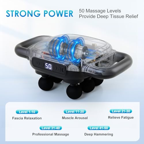 APXPF 6 Head Massage Gun - Deep Tissue Massage Gun with 50 Adjustable Intensities & 9 Modes, Electric Percussion Massage T...