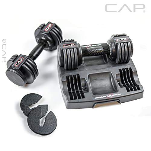 CAP Barbell 12.5 lb Pair ADJUSTABELL Adjustable Dumbbell with Contoured Full Rotation Handle, Honeycomb Design, Black