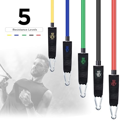 Resistance Bands, Simmgud Exercise Bands Set with Handles, Work Out Bands with Door Anchor, Ankle Straps for Strength Trai...