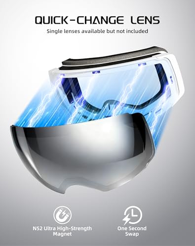 Innerking Interchangeable Ski Goggles, Magnetic Lens Snow Goggles, OTG Anti Fog Snowboard Goggles for Women Men Adult Youth