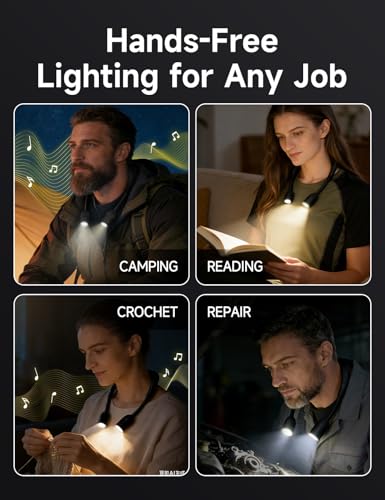 KooBinKoo Wearable Neck Light with Speaker, 5 Modes Hands-Free LED Neck Lamp for Reading & Outdoor Camping, Rechargeable T...