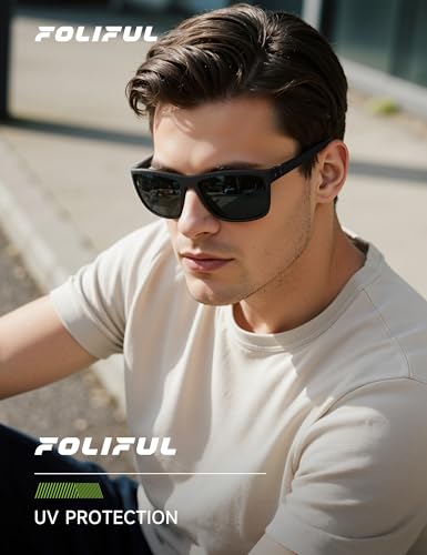 Foliful Polarized Sunglasses Men Women, Mens Sunglasses Lightweight UV Sun Glasses for Fishing Driving Golf