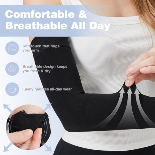 NOMIYEI Lymphedema Arm Compression Sleeves for Women 20-30 mmHg Full Arm Support for Swelling Relief & All-Day Wear