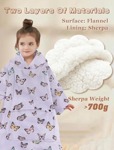 Wearable Blanket Hoodie Oversized Sherpa Blanket Sweatshirt Flannel Sweater Blanket with Large Pocket