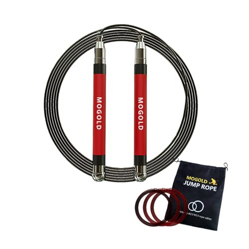MOGOLD 2-in-1 Speed Rope: 2mm for Boxing/MMA & 3mm for CrossFit - Tool-Free Adjustable Cable System with Dual Bearings - S...