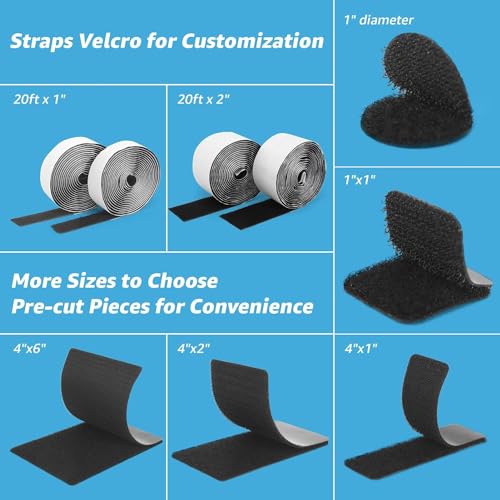 Art3d 16 Sets Hook and Loop Tape Sticky Back,1 in.x 4 in. Double-Sided Adhesive Strip,Heavy Duty