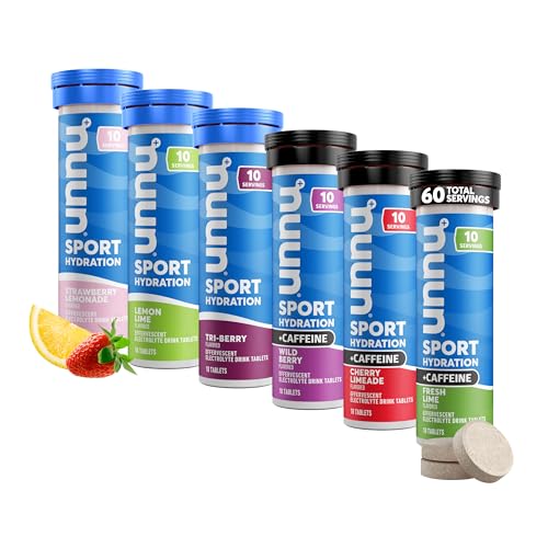 Nuun Sport + Caffeine Electrolyte Tablets – Dissolvable in Water, Variety Pack | 5 Essential Electrolytes for Hydration | ...