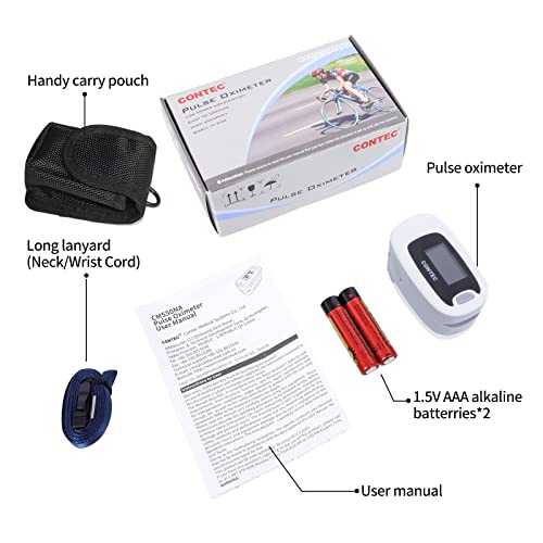CONTEC CMS50NA Pulse Oximeter Fingertip Blood Oxygen Saturation Monitor SpO2 and PR Value Waveform Blood Oxygen Neck/Wrist...