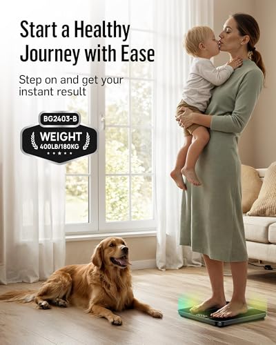 RunStar Digital Bathroom Scale for Body Weight, 400lb, with High Precision, Clear LED Backlight Display, Accurate Scale wi...
