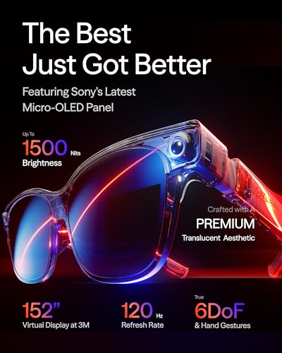VITURE Luma Ultra AR/XR Glasses, 152'' Full 6Dof Support, AR Hand Gestures, 52° FOV, 1500 Nits,Video Glasses for iPhone 1...