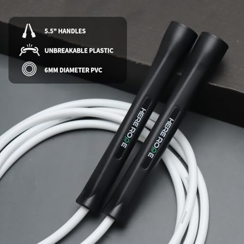 Hererope 6MM PVC Jump Rope for Men & Women Fitness, Speed, Tricks, Cardio Training, Boxing Jump Rope with Unbreakable Hand...