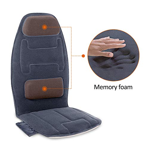 Snailax Massage Seat Cushion with Heat - Extra Memory Foam Support Pad in Neck and Lumbar,10 Vibration Massage Motors, 2 H...