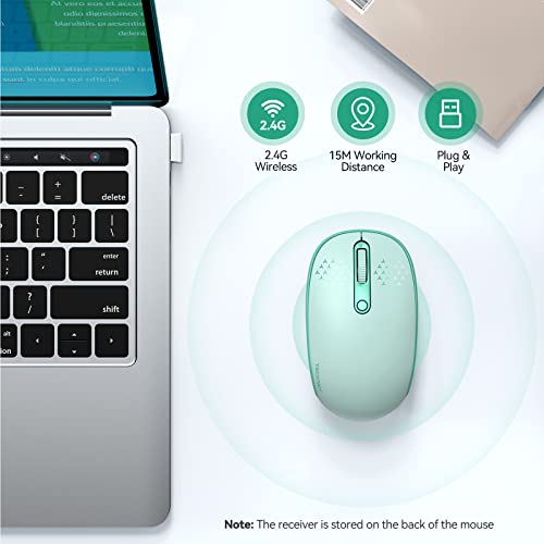 TECKNET Wireless Mouse for Laptop, 2.4G Quiet Computer Mouse with USB Receiver, 4 Buttons Portable Cordless Mice for Chrom...
