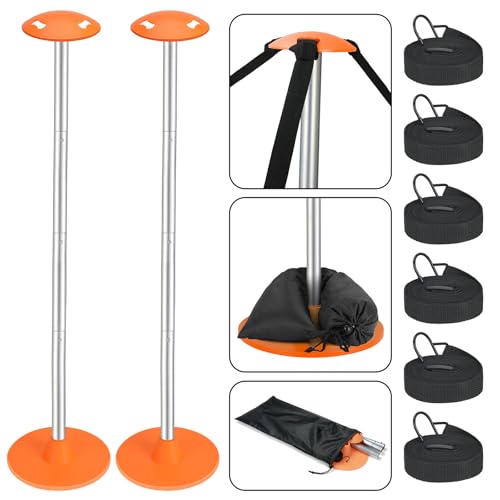 Tuszom 2 Pack Adjustable 1-1/8" D Load-Bearing Steel Boat Cover Support Pole System with Anti-UV Straps, Storage Bag and ...