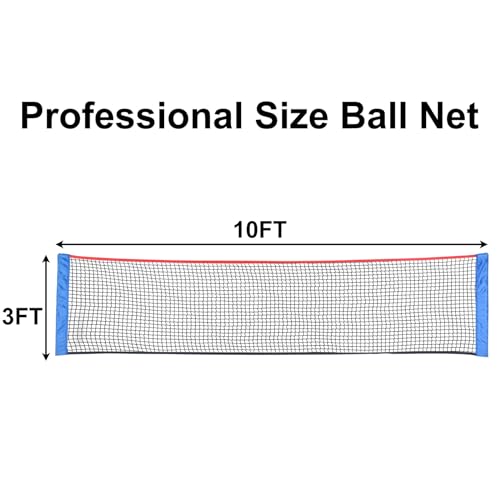 PGL 10x3FT Badminton Net - Foldable Extendable Poles for Multiple Sports Heights - Ideal for Tennis Pickleball -Portable a...