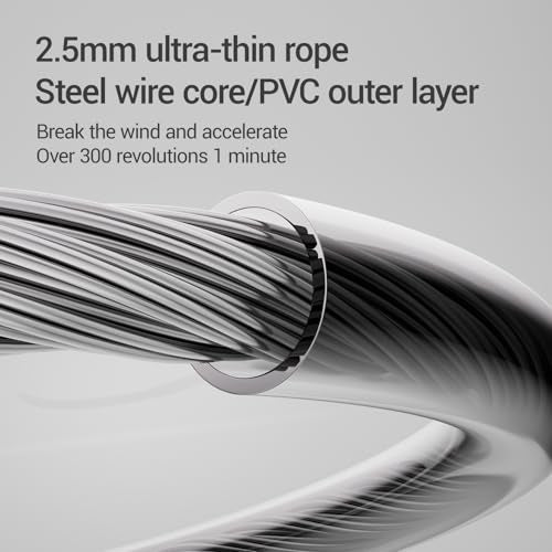 Jump Rope, Tangle-Free Rapid Speed Jumping Rope Cable with Ball Bearings for Women, Men, and Kids, Adjustable Steel Jump R...