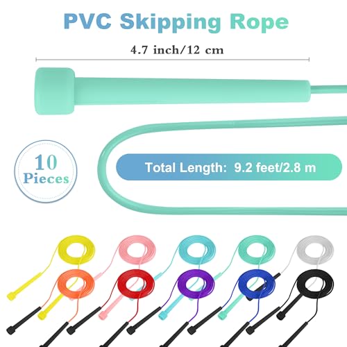 Aodaer PVC Skipping Rope Adjustable Jump Rope for Kids Multicolor Jump Rope Bulk with Plastic Handles Lightweight for Outd...