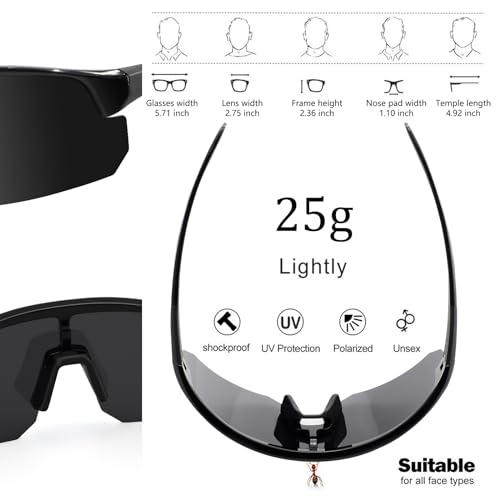 BangLong Polarized Sports Sunglasses for Men Women - UV Protection Sun Glasses for Running Baseball Cycling Bike Fishing