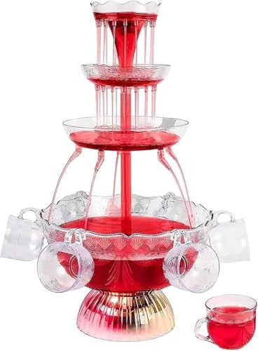 3-Tier Electric Cocktail Fountain Drink Machine with LED Base & 5 Cups – Perfect for Champagne, Wine, Beer, and Juice at W...