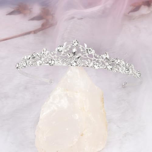 Amariver Silver Wedding Crown Crystal Small Tiara for Women Queen Crowns Princess Headband Rhinestones Tiaras for Bride Sp...