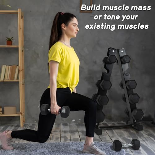Ritfit 5-650 LBS PVC Encased Hex Dumbbell Sets with Optional Rack for Home Gym, Hand weight with Chrome Handle for Strengt...