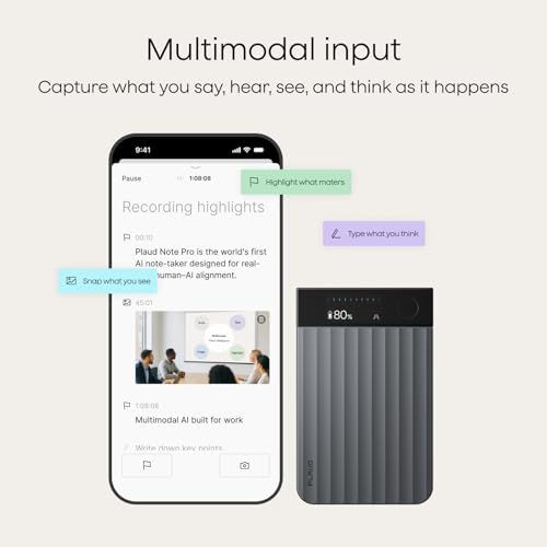 Plaud Note Pro AI Voice Recorder, Transcribe & Summarize with AI, App Control, Note Taker for Meetings & Calls, Supports 1...