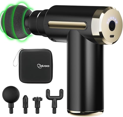 Mini Massage Gun Deep Tissue Muscle Massager with 6 Speeds & 4 Massage Heads, Super Quiet Handheld Percussion Massager for...