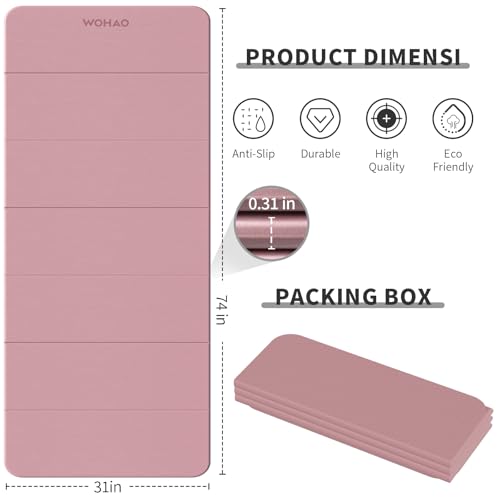 WOHAO 7-Fold Yoga Mat 74"x31" - 0.31 Inch Thick Folding Exercise Mat, Extra Wide Non-Slip POE Mat for Travel, Storage, Yog...