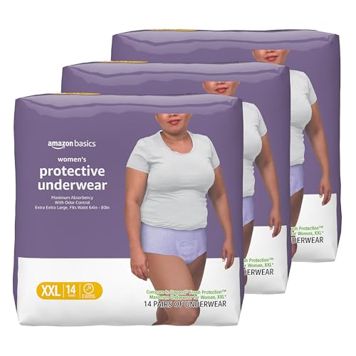 Amazon Basics Incontinence Underwear for Women, Protective, Disposable, Postpartum, Maximum Absorbency, XX-Large, Lavende...