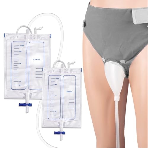 Wearable Urine Collector Set with Silicone Capsule and Breathable Fixing Pants with 1000ml and 2000ml Urine Bags with Adju...