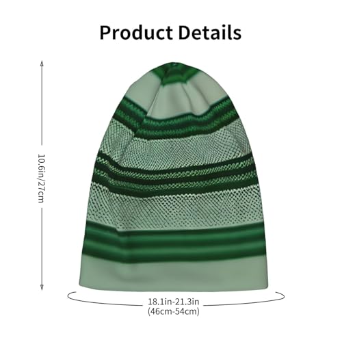 YANYU Green Striped Print Soft Beanie Winter Hat Warm Thermal Cap Headwear for Snow Play Outdoor Activities