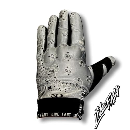 Live Fast Grey Paisley Motorcycle Gloves - Best Mountain Leather Dirt Bike Moto Riding Motorcycle/Motocross Gloves for Me...