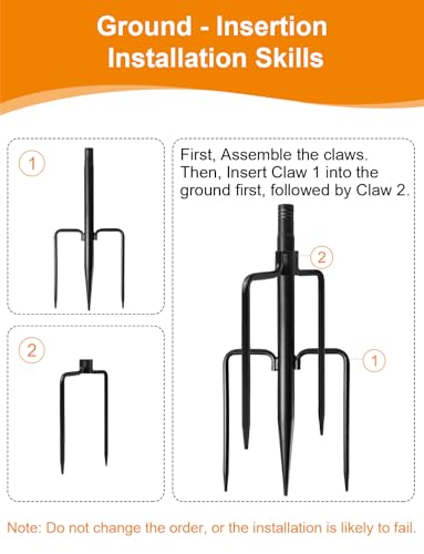 4 Pack String Light Poles for Outside, Thickened Metal Christmas Lights Hanger Pole Outdoor with Fork, Lighting Hanging Po...