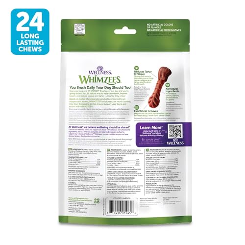 Whimzees Wellness Brushzees Dog Dental Treats, Small Size Stick, (24 Count)