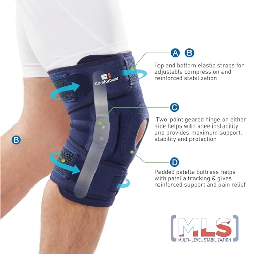 Comforband Adjustable Hinged Knee Brace – Dual Side Hinges for ACL, PCL, MCL Injury Support, Meniscus Tear, Arthritis Pain...