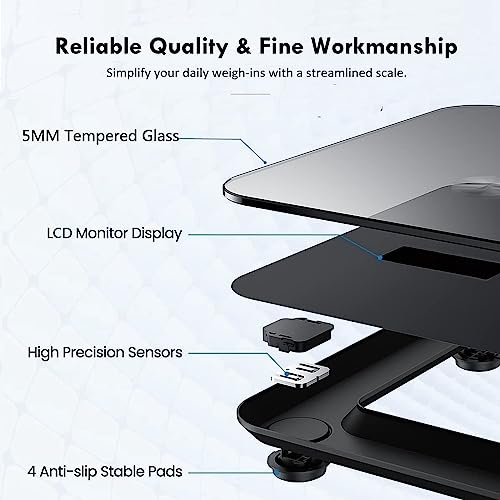 NUTRI FIT Digital Bathroom Scale for Body Weight, Bath Scale for Accurate Weight Watching with Large LCD Display, Most Acc...