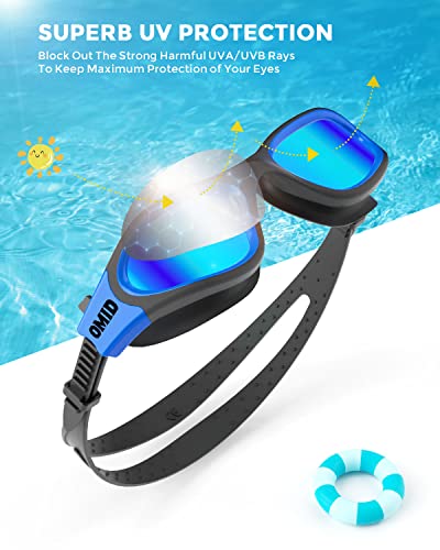 OMID Kids Swim Goggles, P2mini Polarized Swimming Goggles Comfortable for Age 6-14
