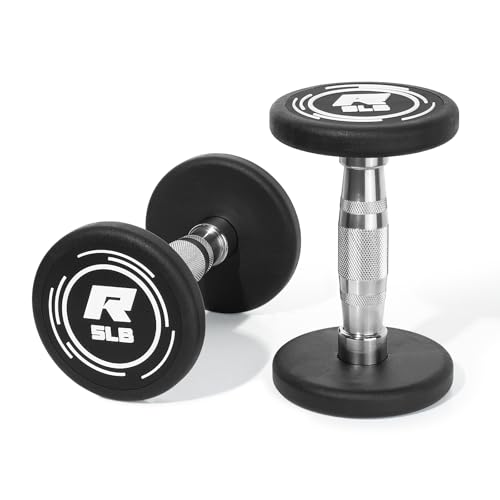 RitFit 5-250 LBS PVC Encased Round Dumbbell sets with Knurled Handle and Optional Rack, Strength Training Equipment for Ho...