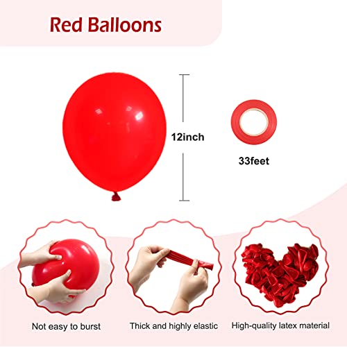 FOTIOMRG Red Balloons, 50 Pack - 12 inch Latex Party Balloons for Birthday, Graduation, Baby Shower, Valentines, Christma...