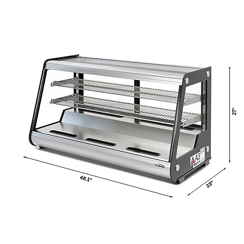 KoolMore 48 in. Refrigerated Bakery Display Case with Clear Glass Front, Sliding Rear Doors, LED Lighting, Adjustable Temperature, and Dual Shelving in Stainless-Steel, 7 cu. ft. (CDC-7C-SS)