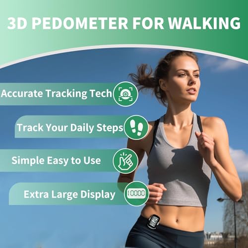 Pedometer Walking Simple 3D Step Counter with Clip and Lanyard, Activities Fitness Tracker Without Smartphone, Accurate St...