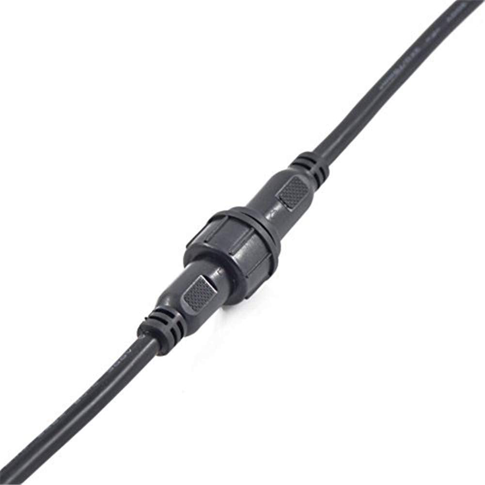 WESIRI 5Pairs 5pin Black Electrical Connector for LED Lights, 20cm Extension Cable, Plastic, Model 5x5pin-WP-B-B