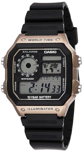 Casio AE1200WH Series | Men’s Digital Watch | 100M WR | Multi Alarms | 100 SEC Stopwatch | Countdown Timer | World Map for...