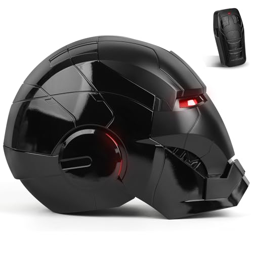 Iron Hero MK 5 Black Edition Helmet for Man – 1:1 Wearable Collectible with Voice, Touch & Remote Control, LED Eyes & Real...