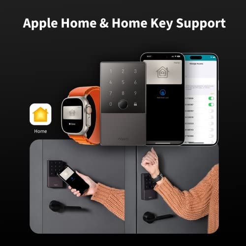 Aqara Smart Lock U100, Fingerprint Keyless Entry Door Lock with Apple Home Key, Touchscreen Keypad, Bluetooth Electronic D...